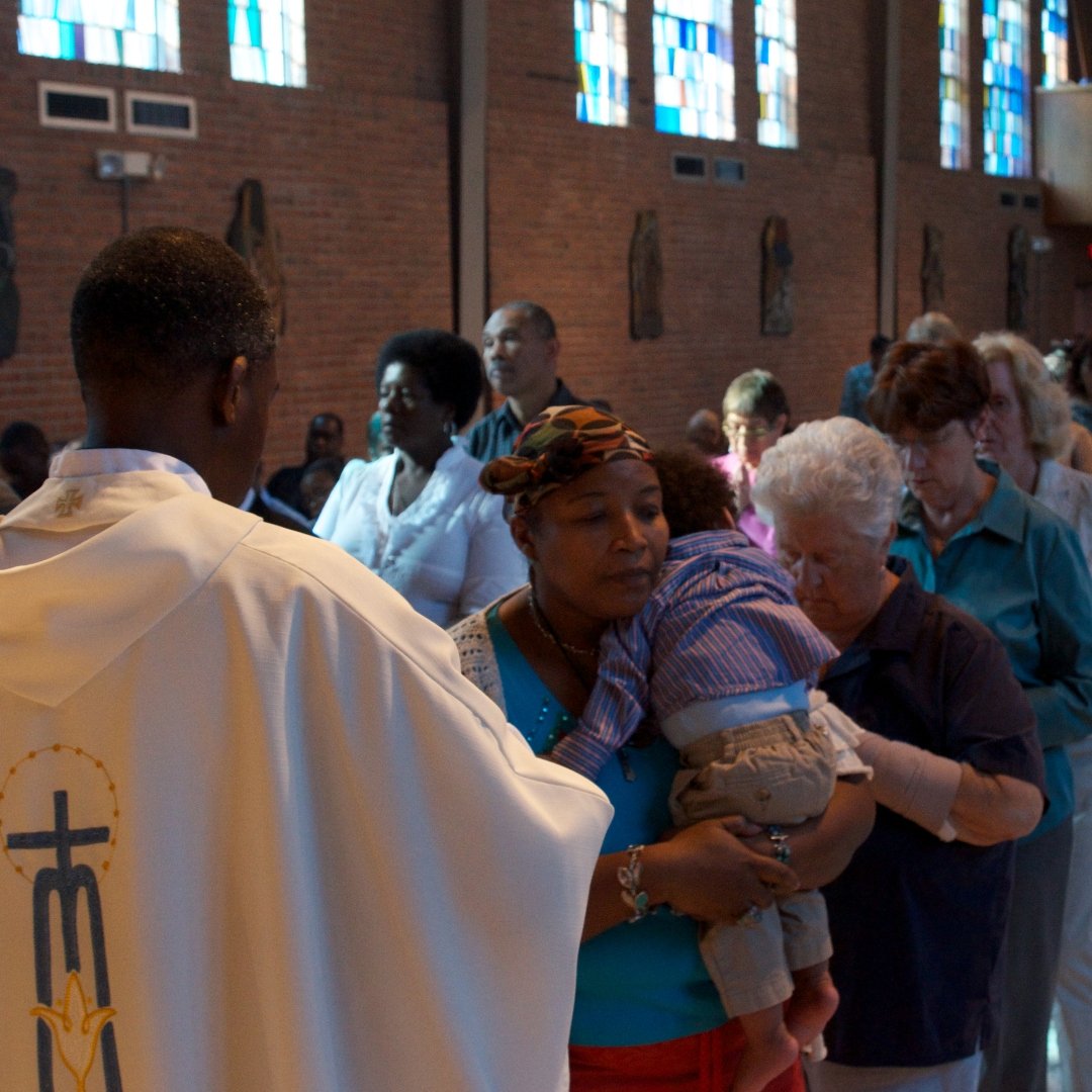 Communion procession at Mass