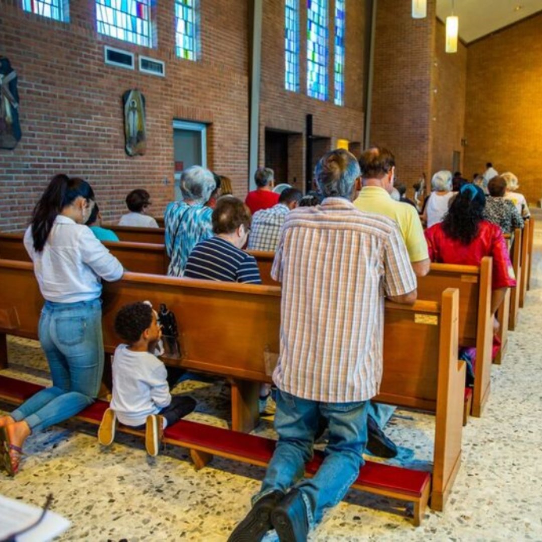 family kneeling