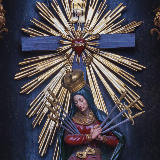 Our Lady Sorrows Swords Piercing Blessed Mother's Heart