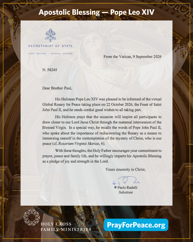 Pope Leo XIV Apostolic Blessing - Global Rosary 2026