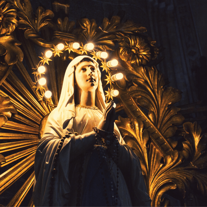 Blessed Virgin Mary with Crown of Light on Head